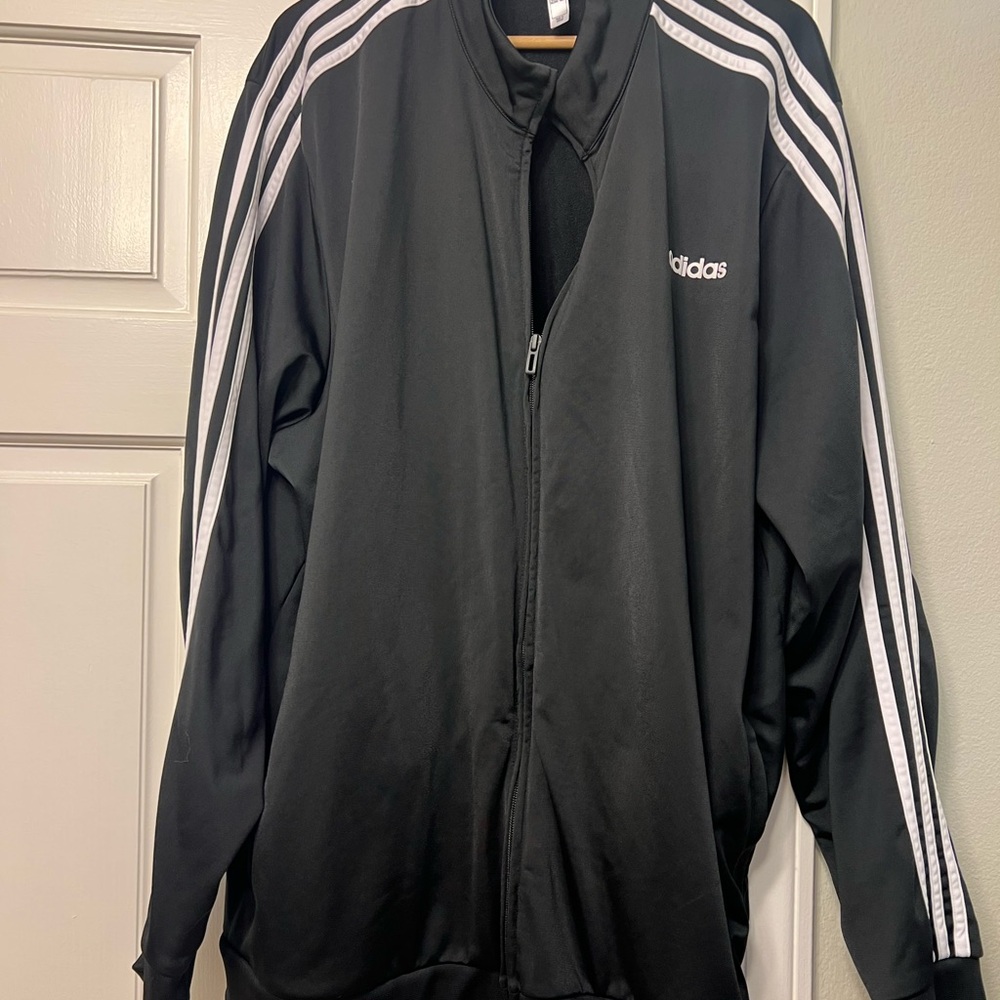 Adidas Black Jacket with Subtle White Accents 3XL
